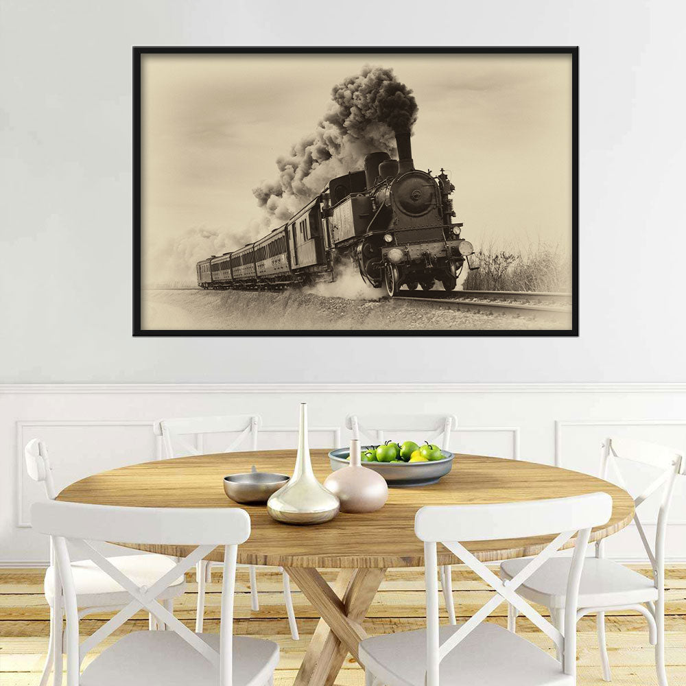 Vintage Steam Train Canvas Wall Art