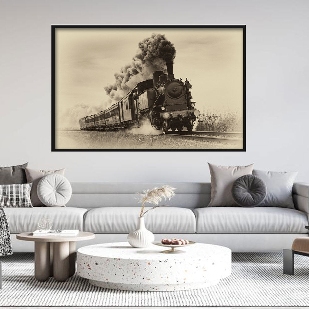 Vintage Steam Train Canvas Wall Art