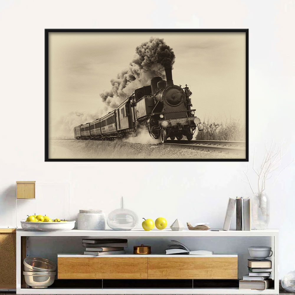 Vintage Steam Train Canvas Wall Art