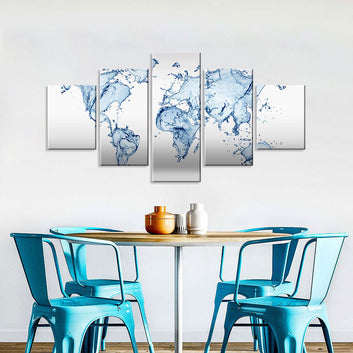 Abstract Splash World Map Canvas Wall Art