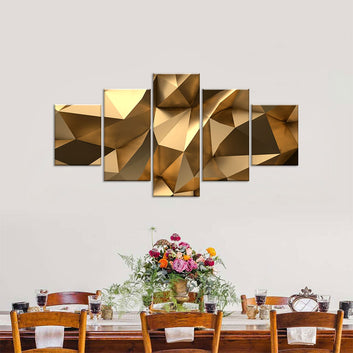 3D Gold Abstract Canvas Wall Art