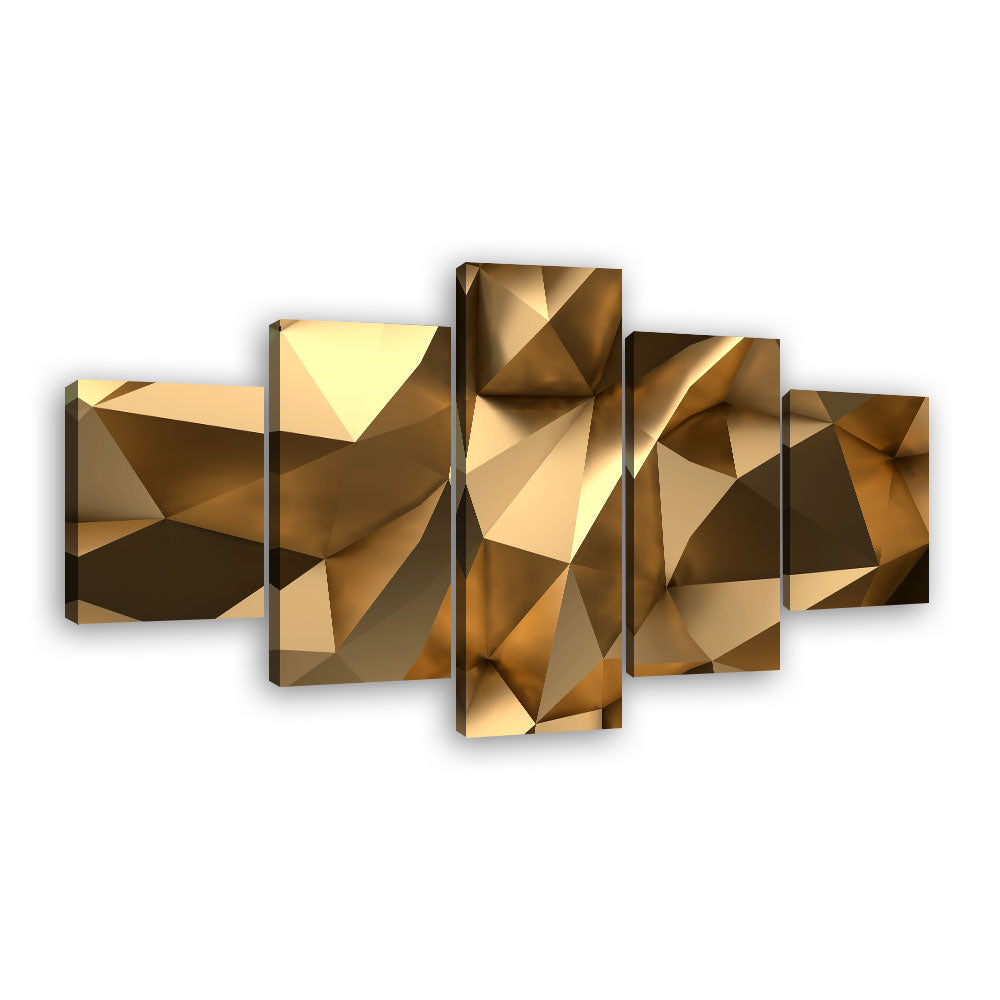 3D Gold Abstract Canvas Wall Art