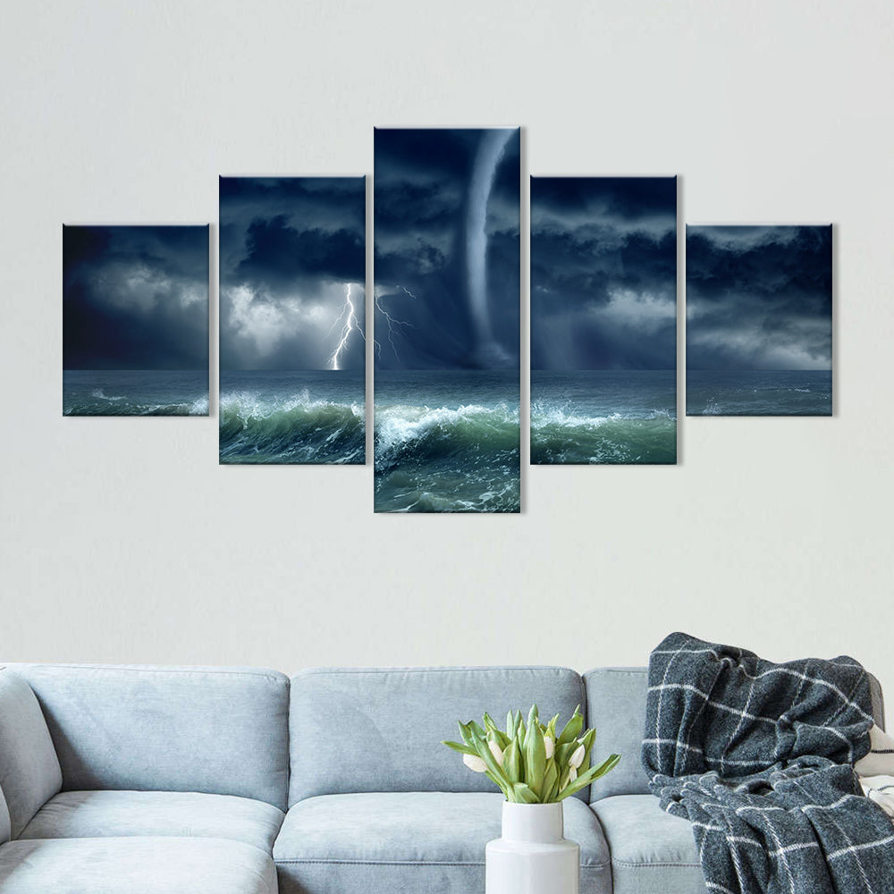 Stormy Sea Tornado canvas wall art