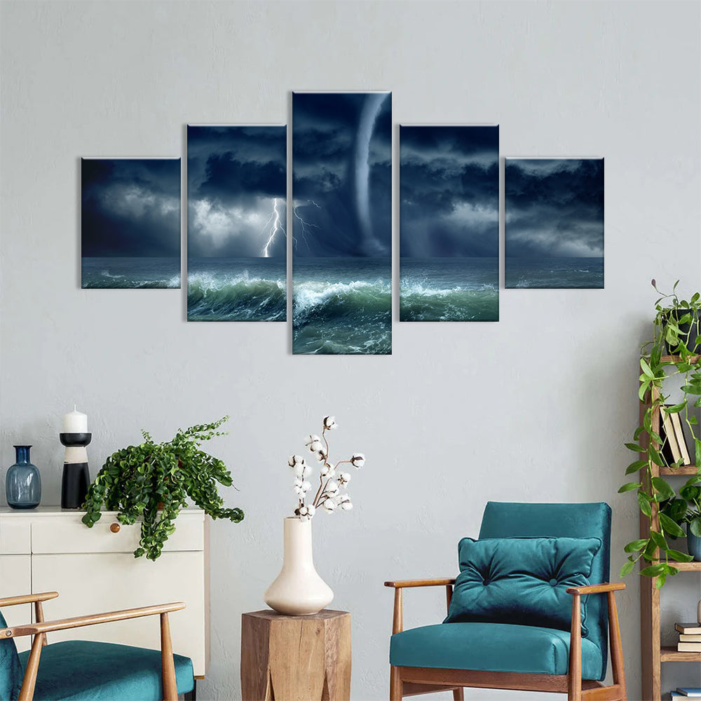 Stormy Sea Tornado canvas wall art