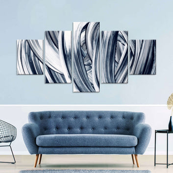 Abstract Black & White Bold Strokes Canvas Wall Art