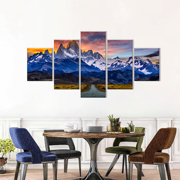 Highway to Snowy Mountain Canvas Wall Art