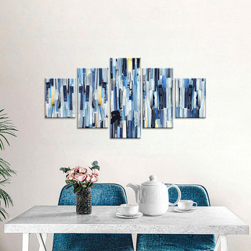 Abstract Stripes & Teals Canvas Wall Art