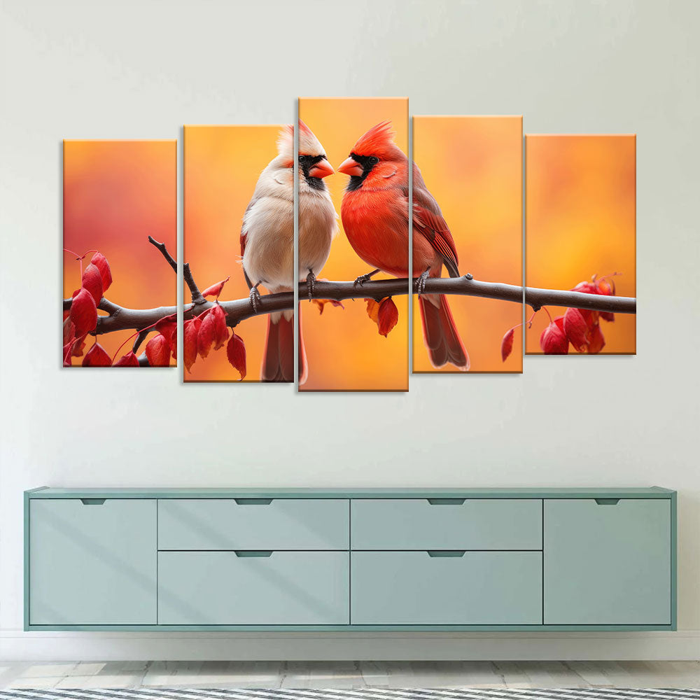  Red Cardinal Couple Canvas Wall Art