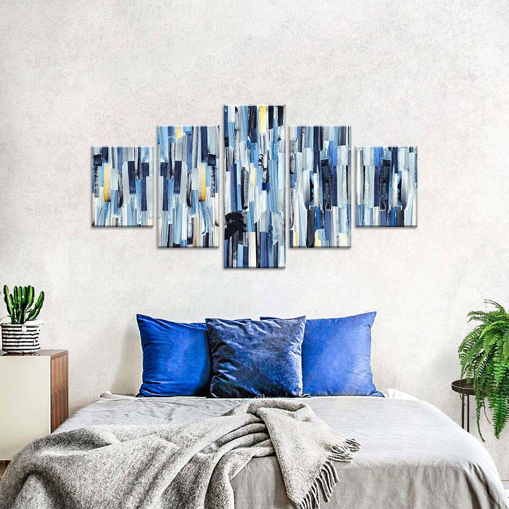 Abstract Stripes and Teals Canvas Wall Art