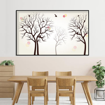 Winter Trees and Birds Canvas Wall Art