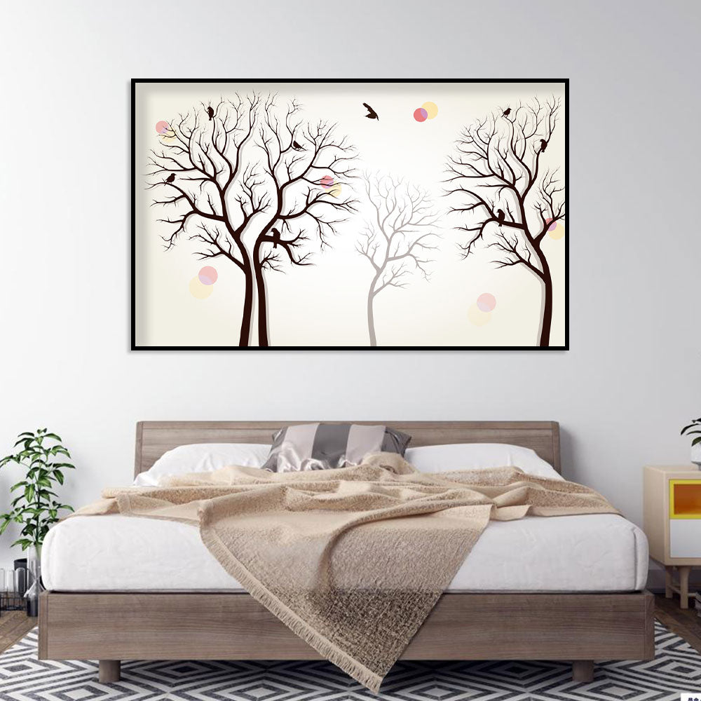 Winter Trees and Birds Canvas Wall Art