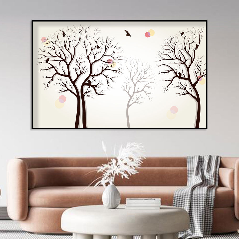 Winter Trees and Birds Canvas Wall Art