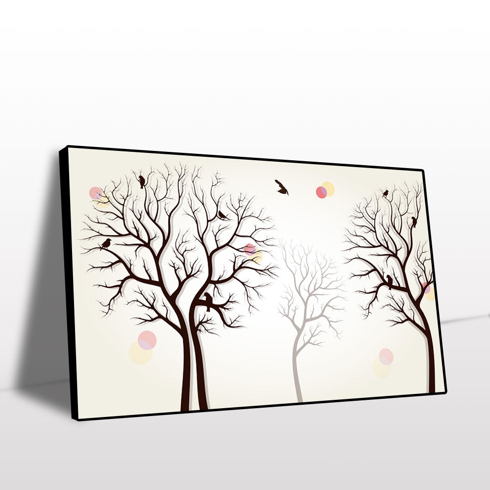 Winter Trees and Birds Canvas Wall Art