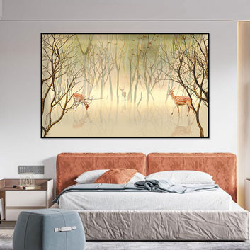 Golden Forest Deer Canvas Wall Art