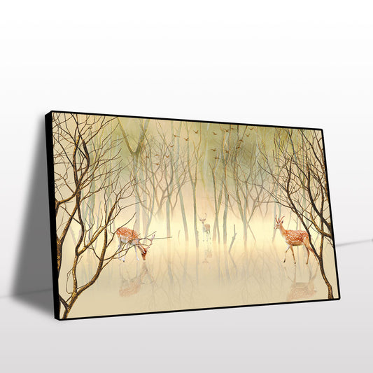 Golden Forest Deer Canvas Wall Art