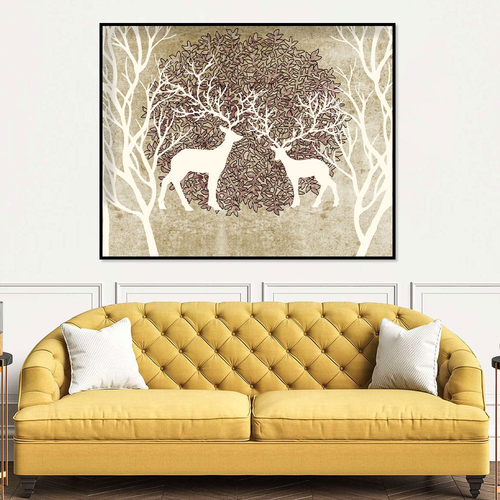 Whimsical Antler Dance Canvas Wall Art