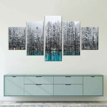 Snowy Blue Forest Canvas Wall Art