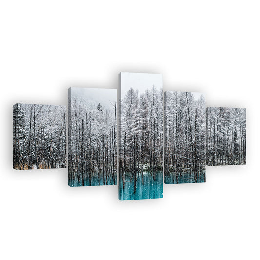 Snowy Blue Forest Canvas Wall Art