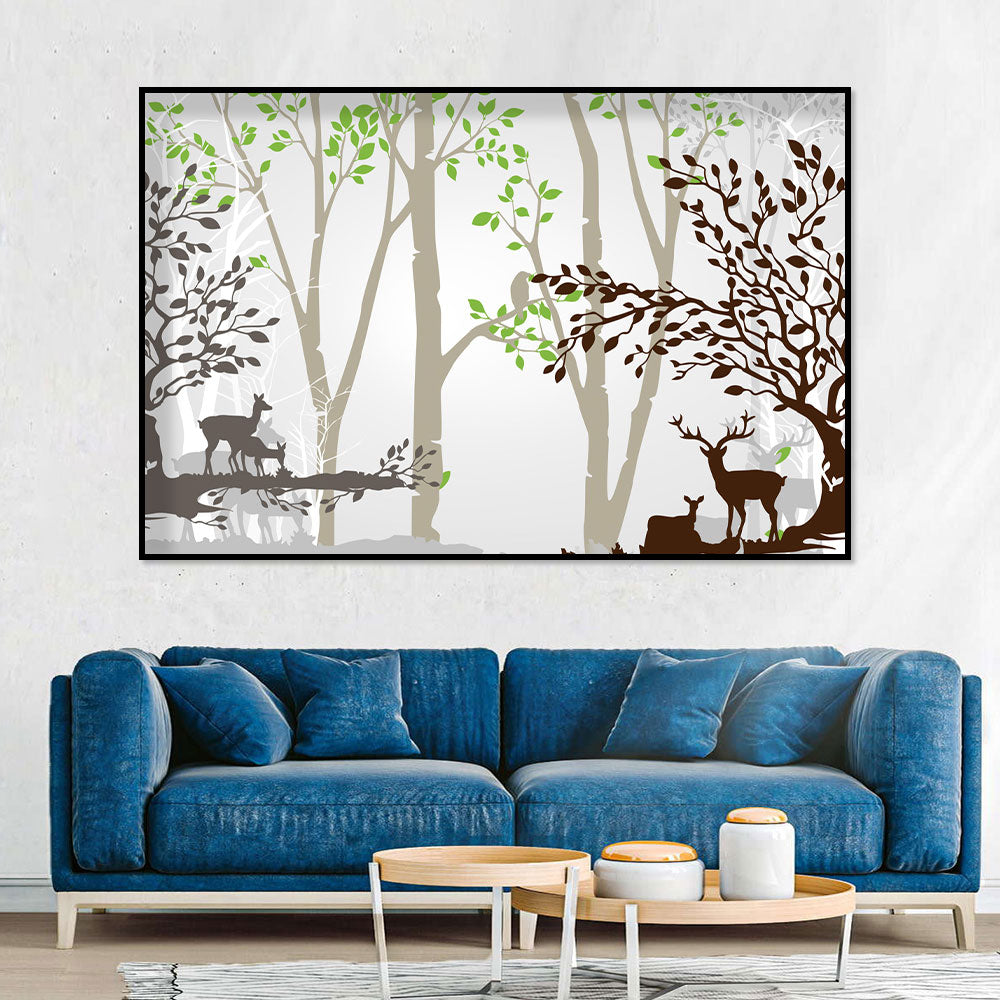 Tranquil Forest Gathering Canvas Wall Art