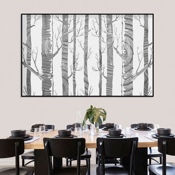 Monochrome Birch Grove Canvas Wall Art