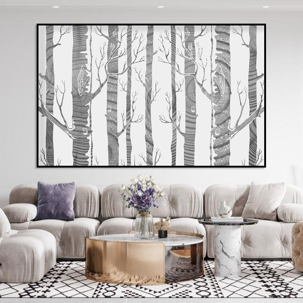 Monochrome Birch Grove Canvas Wall Art