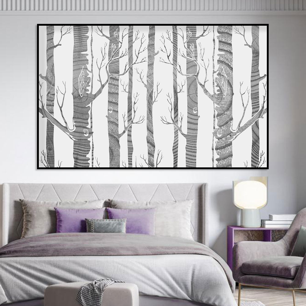 Monochrome Birch Grove Canvas Wall Art