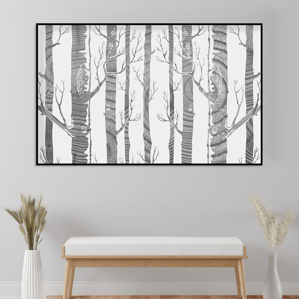 Monochrome Birch Grove Canvas Wall Art