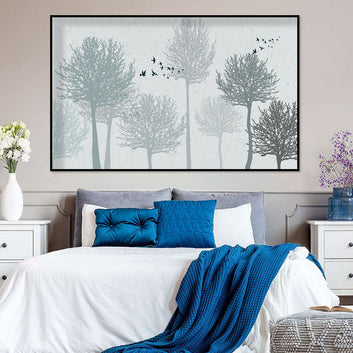 Tranquil Birds in Winter Trees Canvas Wall Art