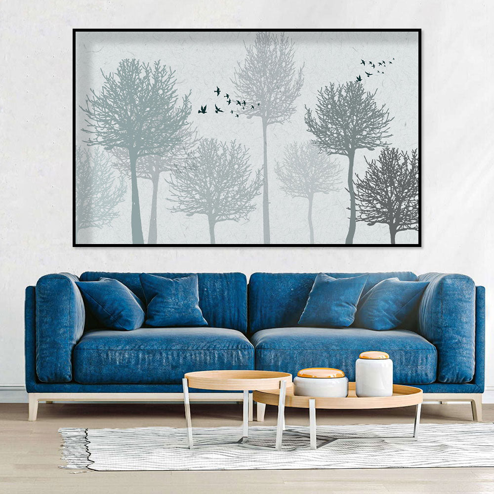 Tranquil Birds in Winter Trees Canvas Wall Art