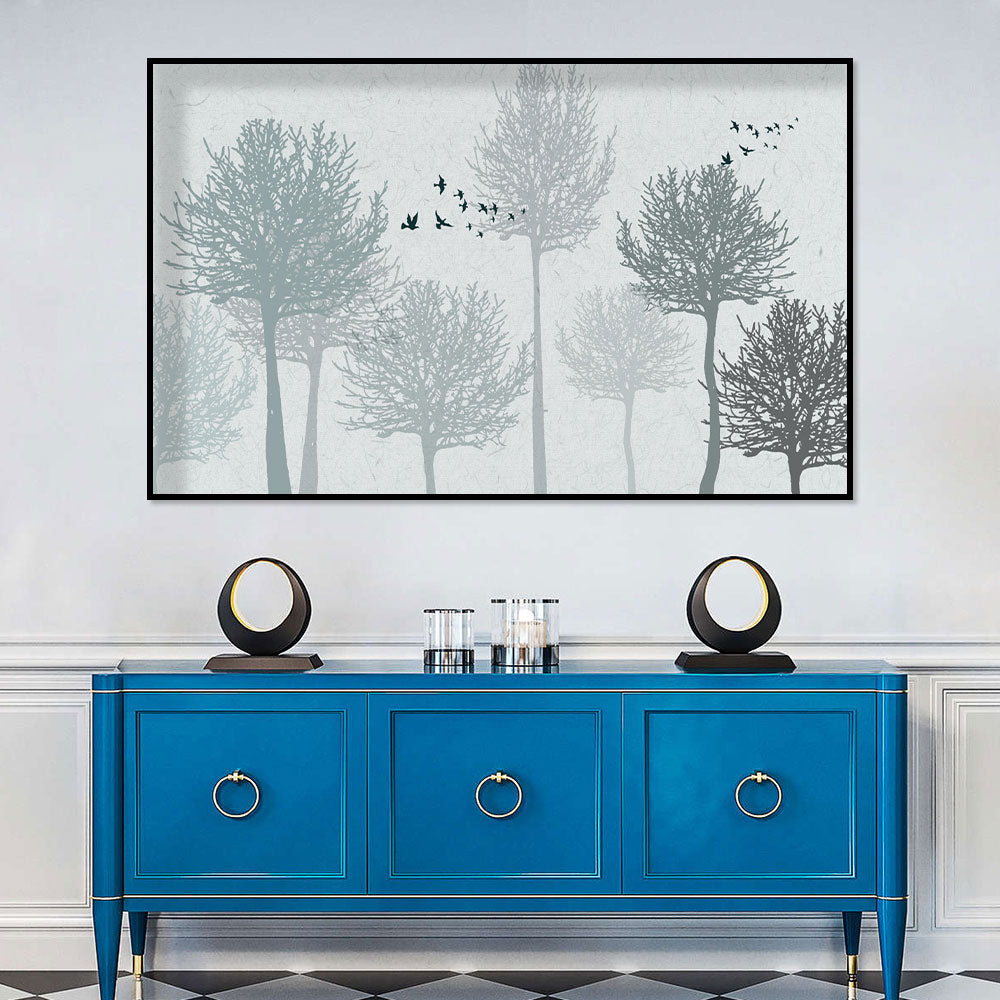 Tranquil Birds in Winter Trees Canvas Wall Art