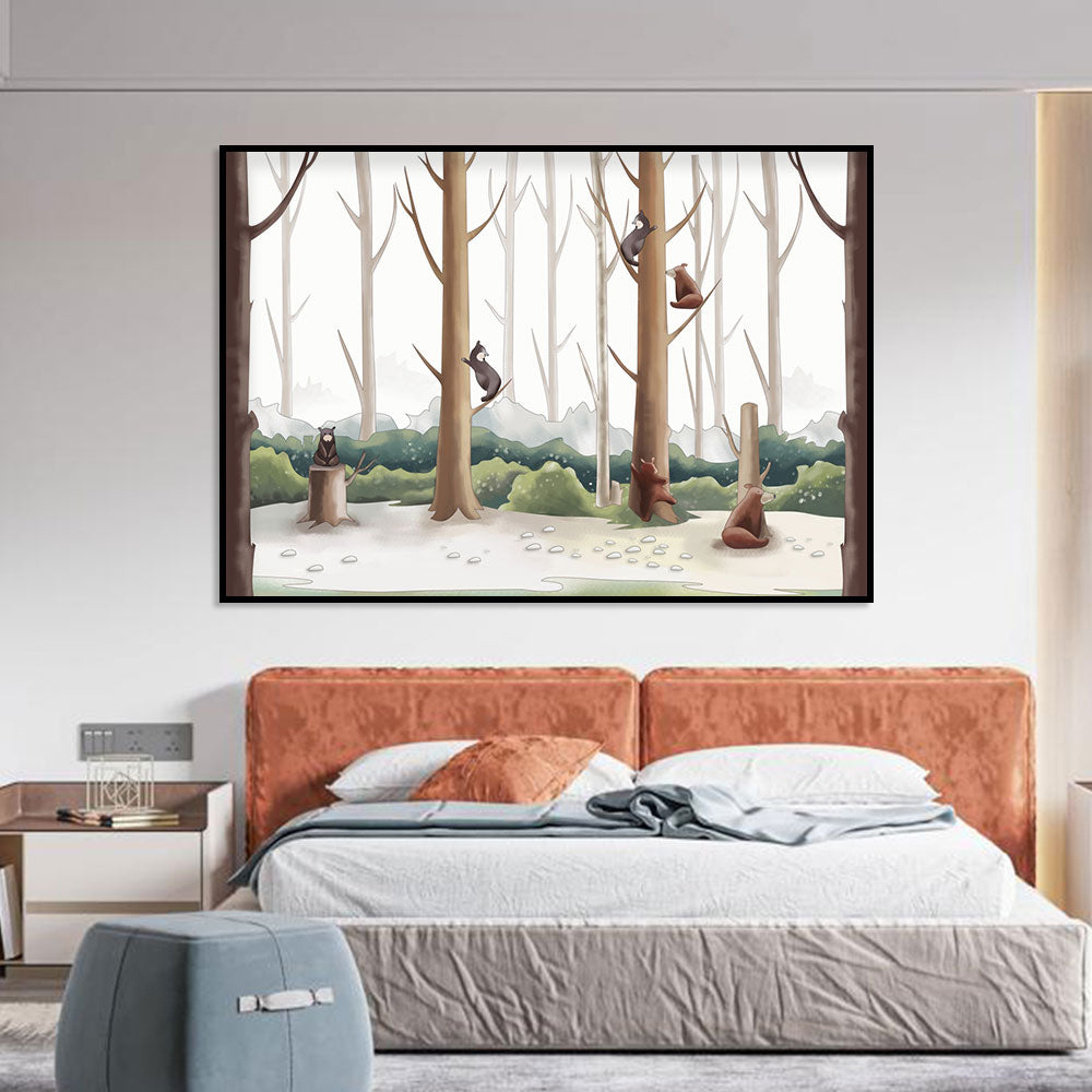 Playful Forest Animals Canvas Wall Art