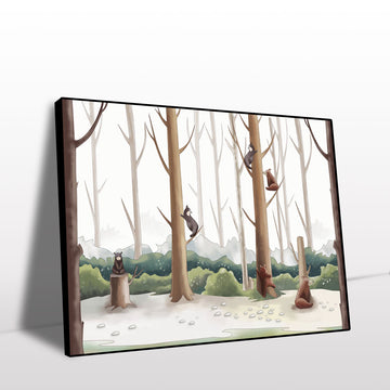 Playful Forest Animals Canvas Wall Art