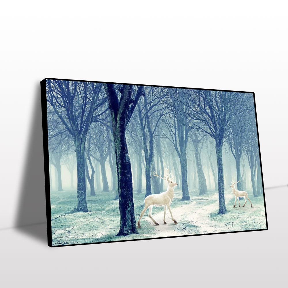 Majestic Deer in Misty Forest Canvas Wall Art