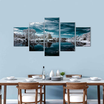 Winter Lake Reflection Canvas Wall Art