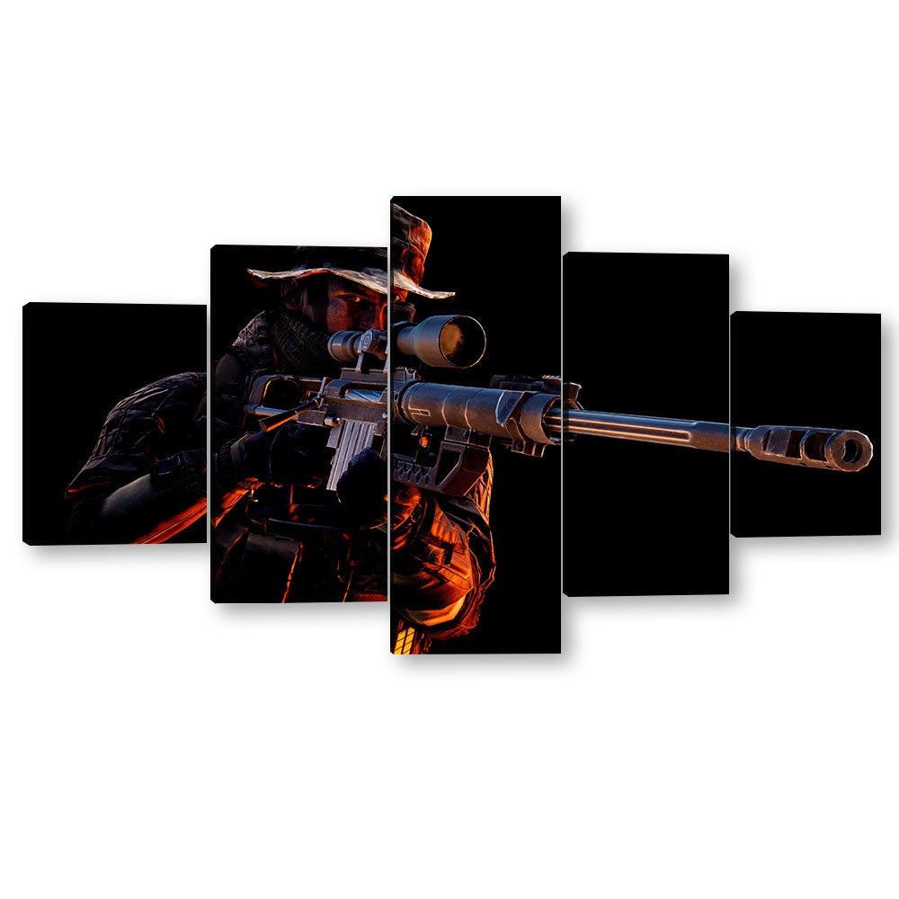 5 Piece Sniper in the Dark Canvas Wall Art