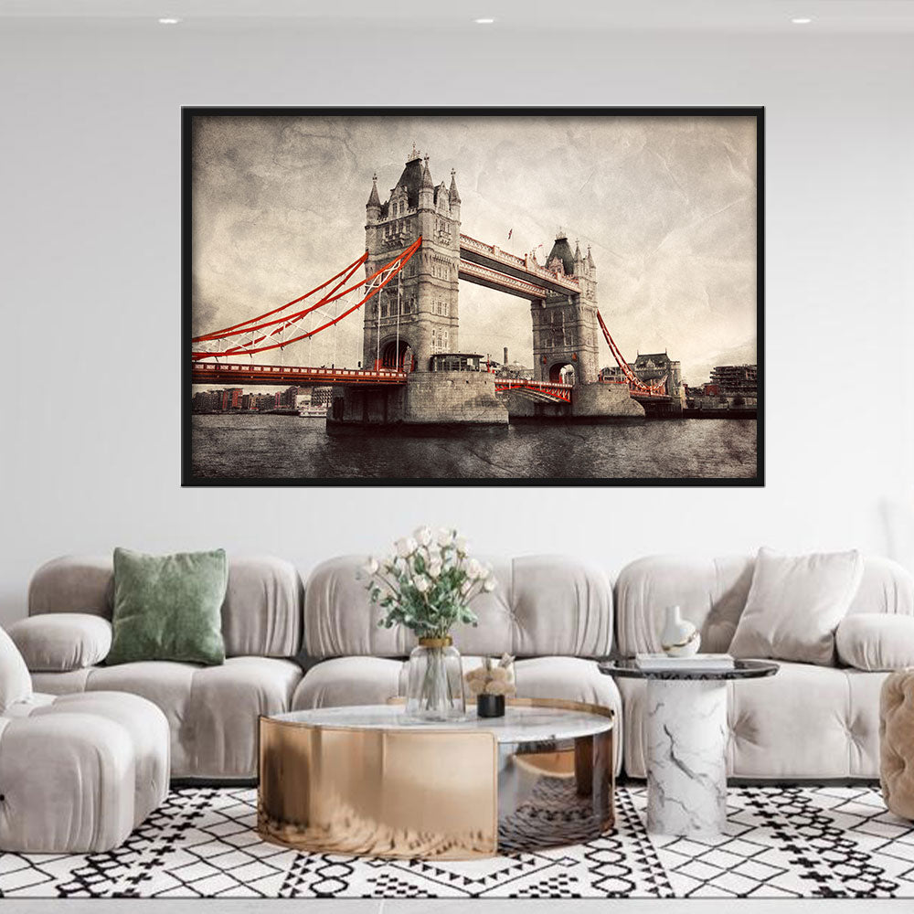 Vintage Tower Bridge Canvas Wall Art