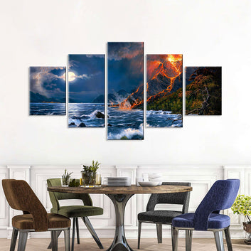 Volcano Eruption and Sea Canvas Wall Art