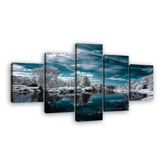 Winter Lake Reflection Canvas Wall Art