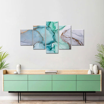 Abstract Green and Purple Flow Canvas Wall Art