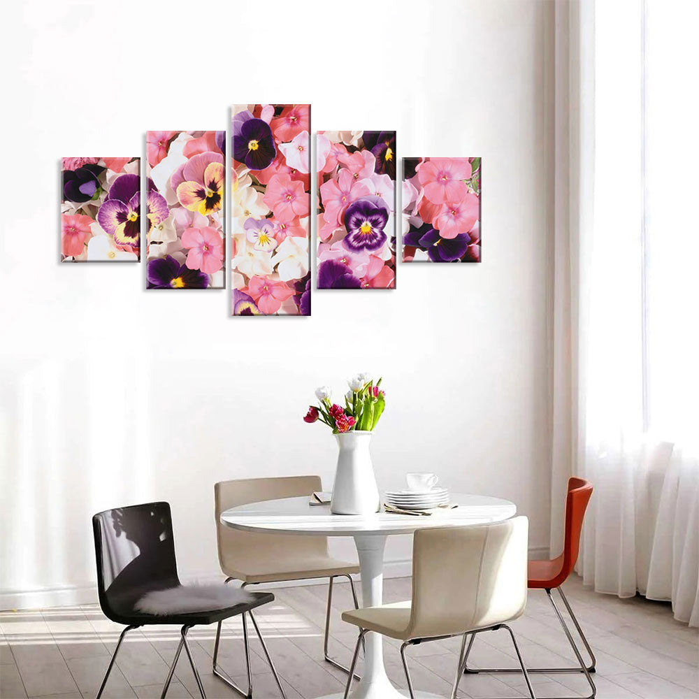 Pink Pansy Flowers Canvas Wall Art
