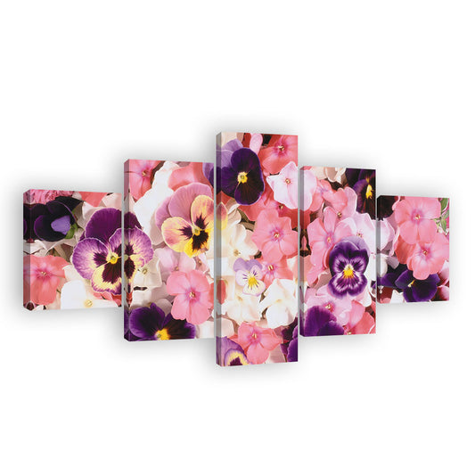 Pink Pansy Flowers Canvas Wall Art