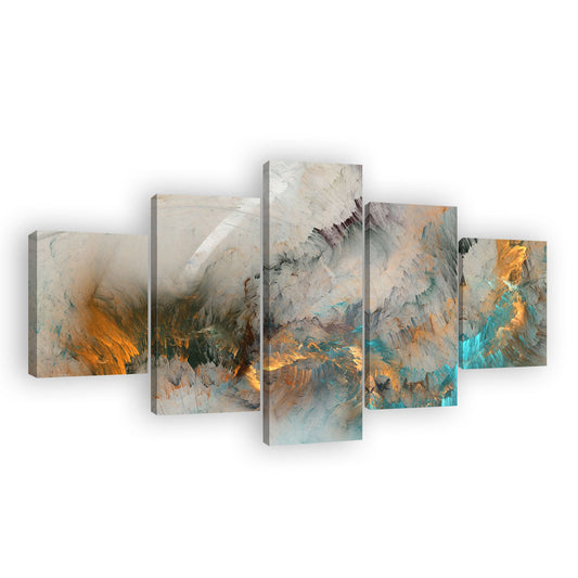 Abstract Blue & Yellow Cloud Canvas Wall Art