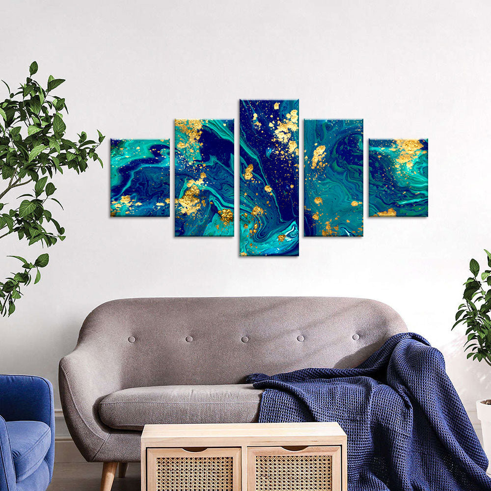 Abstract Marble Blue Canvas Wall Art