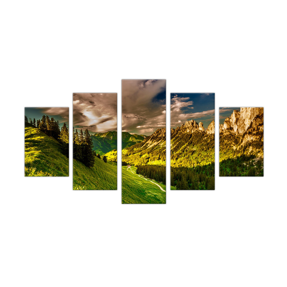 5-Piece Dolomite Mountain Landscape Canvas Wall Art