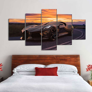 5 Piece Bugatti La Voiture Noire in Sunset Canvas Wall Art