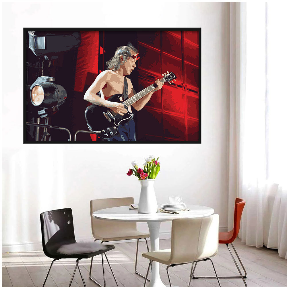 Angus Young On Stage Canvas Wall Art