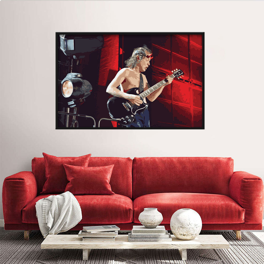 Angus Young On Stage Canvas Wall Art