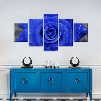 Close-Up Blue Rose Canvas Wall Art