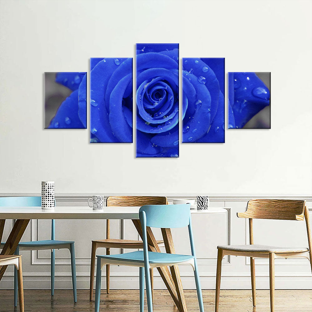 Close-Up Blue Rose Canvas Wall Art
