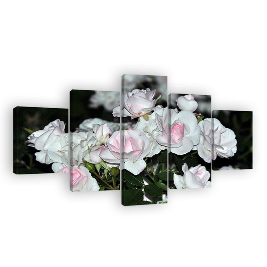 Delicate White Roses Canvas Wall Art